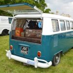 camper-van with bumper sticker