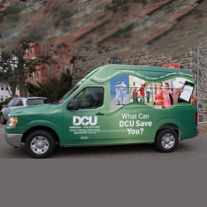 DCU Van with Car Wrapping in Boston, Brookline, Cambridge, Worcester, Quincy, Waltham