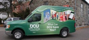 Van with Green Car Wrapping in Cambridge, Boston, Worcester, Peabody, Quincy, Somerville