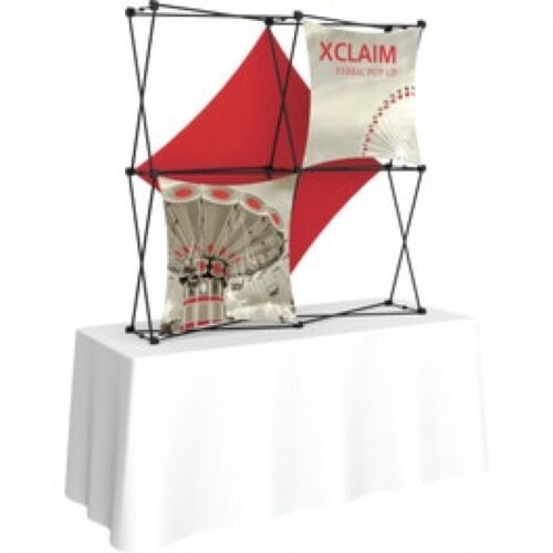 Xclaim 5ft Tabletop Pop Up Fabric Display Banner 03, 3 Graphics