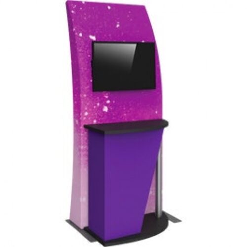 Formulate 3x8ft Tension Fabric Kiosk w/Fabric Counter & Monitor Mount