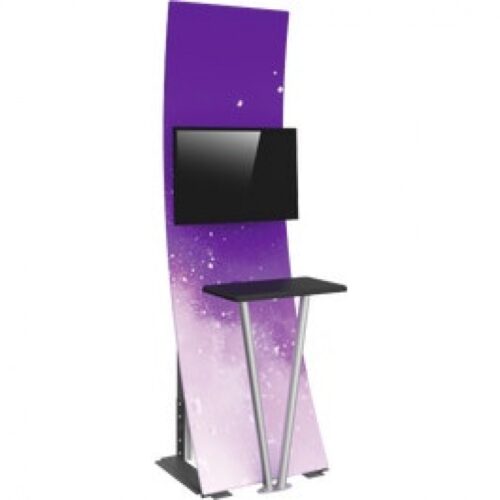 Formulate 2.5ft Tension Fabric Kiosk, V-Leg Counter, Monitor Mount