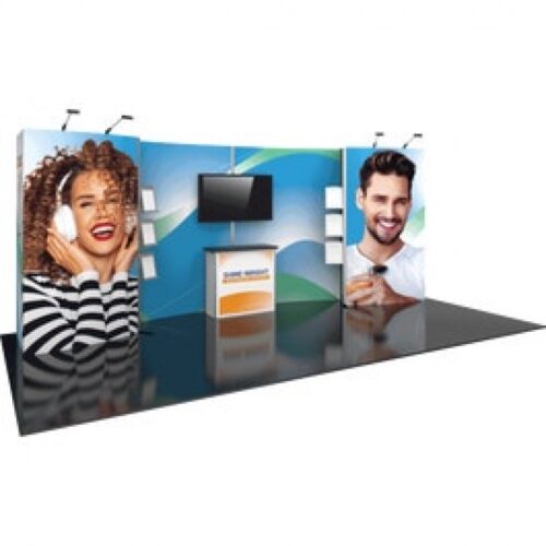 Hybrid Pro 10 10x20 6 Panel Display w/Literature Rack & Storage Counter