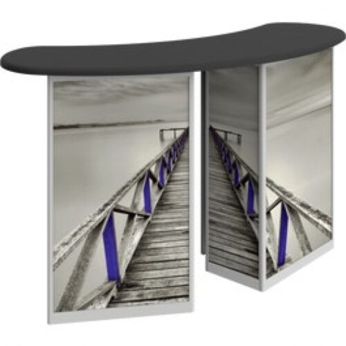 Linear 5.5ft Double Reception Counter, Curved, Custom Graphics