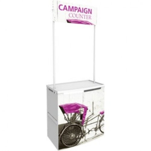 Campaign Outdoor Promotional Counter w/Custom Graphics & Header